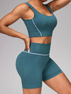 ZASUWA Female Contrast Color Stripes Seamless Short Tracksuit