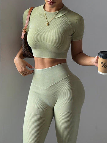 ZASUWA Female Ribbed Scrunch Bum High-waisted Tracksuit
