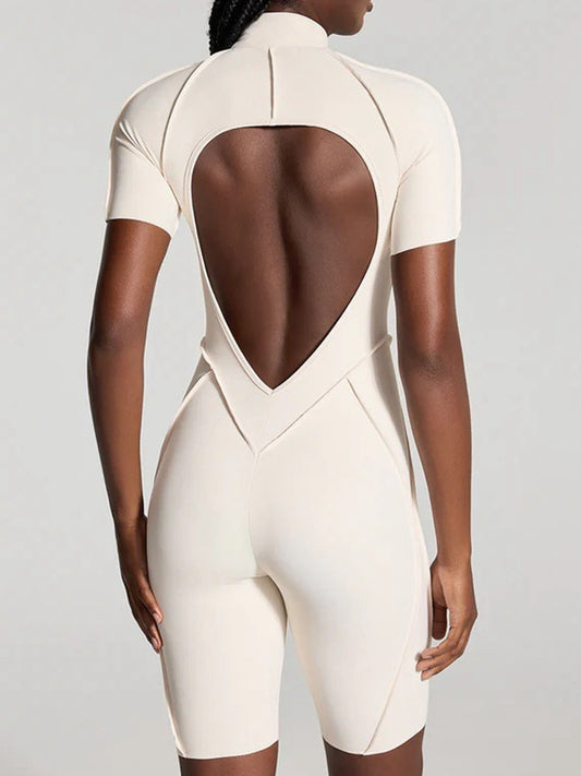 ZASUWA Female Sexy Backless Zipper Scrunch Bum Romper