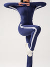 ZASUWA Female Contrast Color Stripes Zipper High-rise Flare Tracksuit