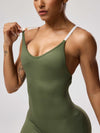 ZASUWA Female Sexy Cross Back Contrast Color Stripes Jumpsuit