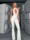 🖤ZASUWA Female Backless Cutout Flare Jumpsuit