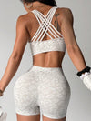 ZASUWA Female Leopard Print Cross Back Short Tracksuit