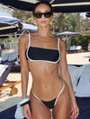 ZASUWA Female Contrast Color Stripes Beach Bikini Set