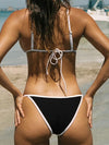 ZASUWA Female Sexy Contrast Color Stripes Beach Bikini Set