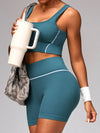 ZASUWA Female Contrast Color Stripes Seamless Short Tracksuit