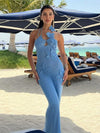 ZASUWA Female Sexy Fishnet Flower Without Bikini Set Cover-up Dress