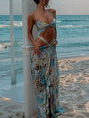 ZASUWA Female Sexy Print Mesh Without Bikini Set Cover Up Dress