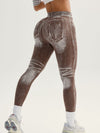 ZASUWA Female Denim Pocket Hollow Out Leggings