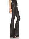 ZASUWA Female Faux Leather Zipper Lace-up Flare Leggings