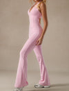 ZASUWA Female Sexy Backless Deep V Collar Flare Jumpsuit
