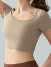ZASUWA Female Sexy Backless Ribbed Cropped Short Sleeves