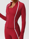 ZASUWA Female Contrast Color Stripes Pocket Zipper Jacket