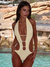 ZASUWA Female Pearl Deep V Collar Backless One Piece