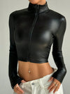 ZASUWA Female Faux Leather Zipper Jacket