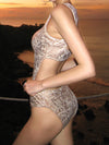 ZASUWA Female Unique Shiny Gloosy Cutout One Piece
