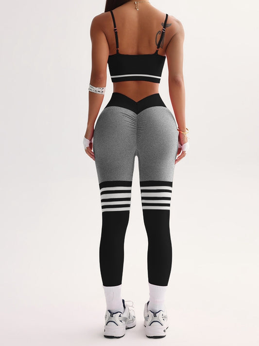 ZASUWA Female Stripes Deep V Back 3-Pieces Tracksuit