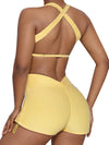 ZASUWA Female Backless Deep V Back Short Tracksuit