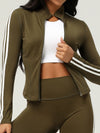 ZASUWA Female Zipper Contrast Color Stripes Pocket Jacket