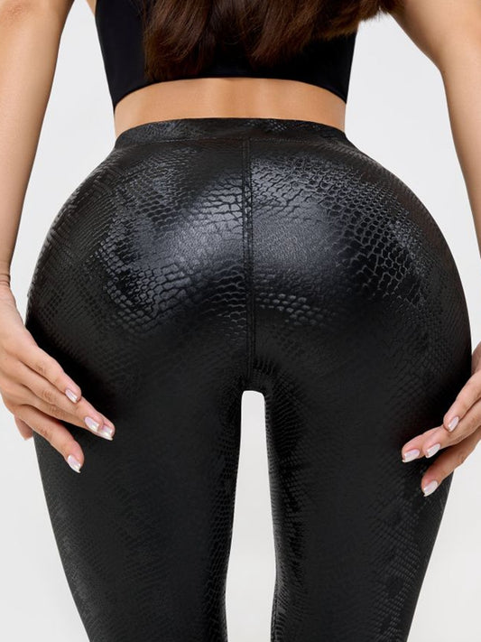 ❤ZASUWA Female Sexy Faux Leather Snake Print Leggings