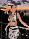 ZASUWA Female Sexy Fishnet Stripes 2-Pieces Cover-up Without Bikini