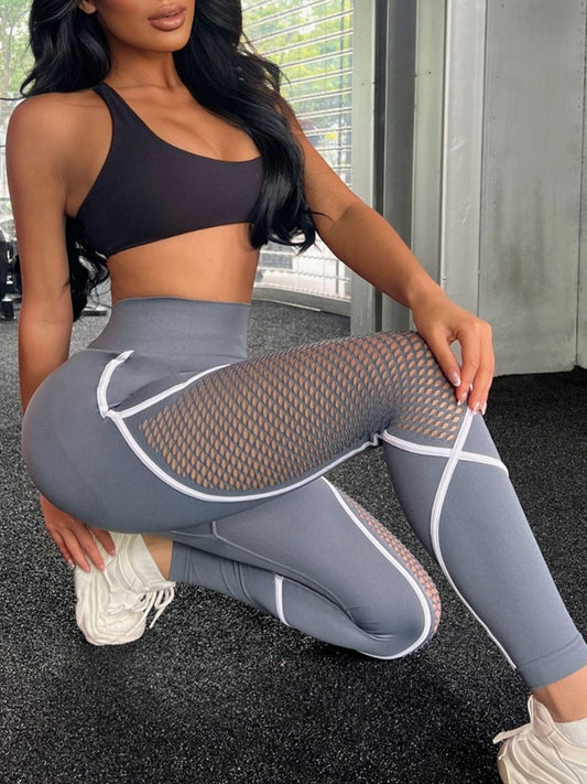 ZASUWA Female Super Sexy Fishnet Contrast Color Stripes Leggings