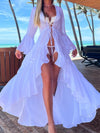 ZASUWA Female Sexy Mesh Swimwear Without Bikini Set Cover-up Oversized Hem Dress