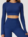 ZASUWA Female Round Collar Cropped Long Sleeves