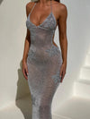 ZASUWA Female Sexy Shiny Mesh Backless Without Bikini Set Cover-up Dress