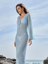 ZASUWA Female Sexy Fishnet Backless Without Bikini Set Cover-up Dress