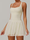 ZASUWA Female Solid Color Mesh 2 in 1 Quick-dry Dress