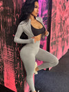 ZASUWA Female Ribbed Zipper Fitness Tracksuit