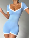 ZASUWA Female Unique Hollow Out Contrast Color Stripes Romper