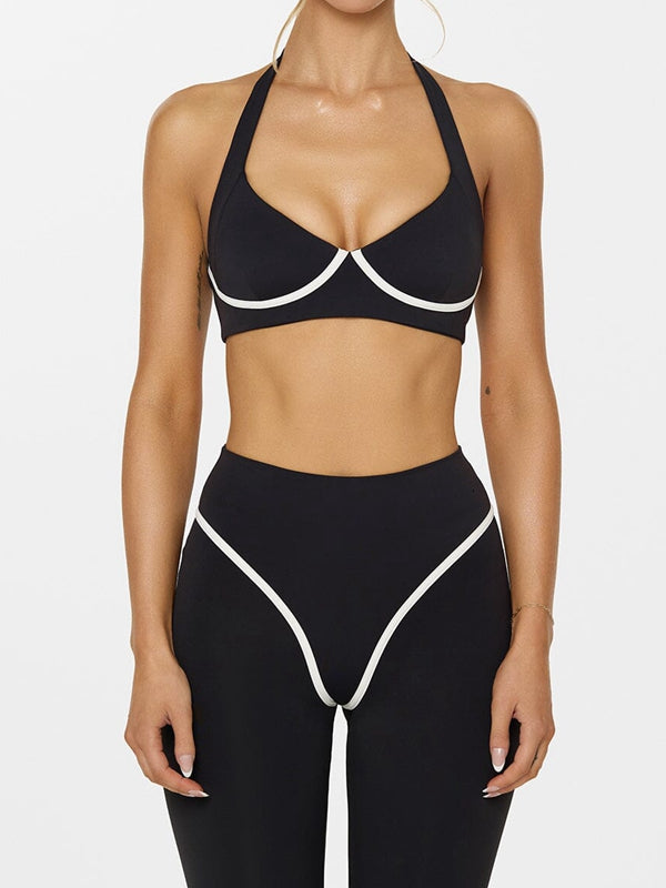 Stripes Backless Push-Up High-rise Tracksuit