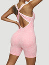 ZASUWA Female Sexy Leopard Print Cross Back Deep V Back Romper