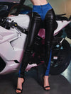 🖤ZASUWA Female Contrast Color Faux Leather Leggings