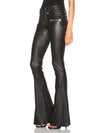 ZASUWA Female Faux Leather Zipper Lace-up Flare Leggings