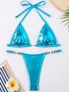 ZASUWA Female Sexy Glossy PU Bikini Set