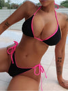ZASUWA Female Sexy Contrast Color Stripes Bikini Set