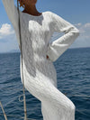 ZASUWA Female Sexy Backless Fishnet Swimwear Cover Without Bikini Set Long Dress