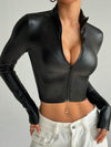 ZASUWA Female Faux Leather Zipper Jacket