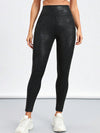 ZASUWA Female Sexy Faux Leather Leopard Print Pocket Leggings