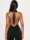🖤ZASUWA Female Backless Flare Jumpsuit