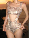 ZASUWA Female Unique Shiny Gloosy Cutout One Piece