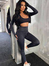 ZASUWA Female Ribbed Zipper Fitness Tracksuit
