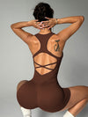 ZASUWA Female Cross Back Ribbed Short Romper