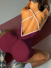ZASUWA Female Contrast Color Cross Back Ribbed Jumpsuit