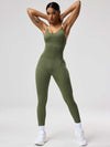 ZASUWA Female Sexy Cross Back Contrast Color Stripes Jumpsuit