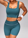 ZASUWA Female Contrast Color Stripes Seamless Short Tracksuit