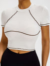 ZASUWA Female Sexy Contrast Color Stripes High-rise Short Sleeves
